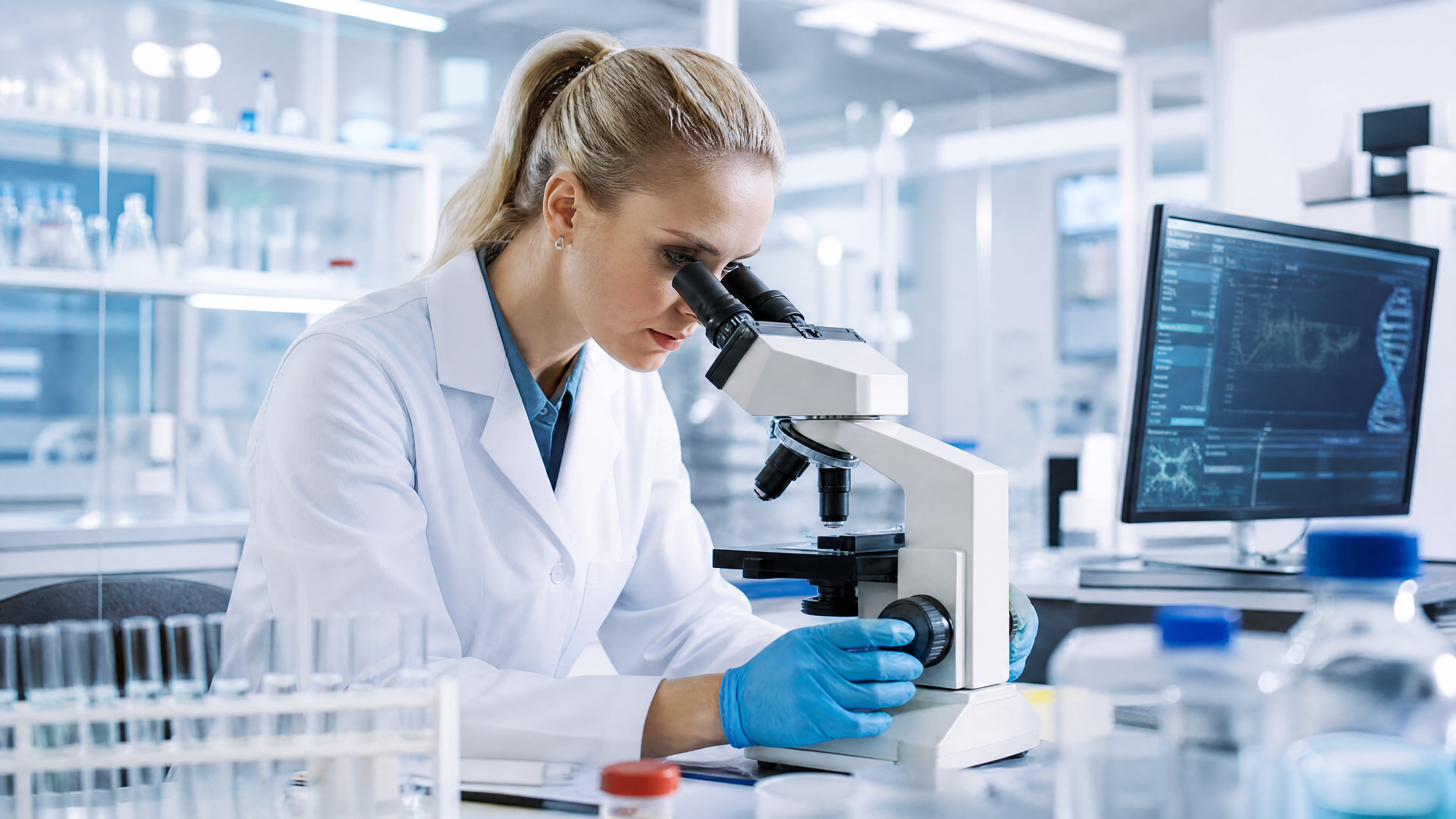 Scientist researching women's nutrition in a laboratory